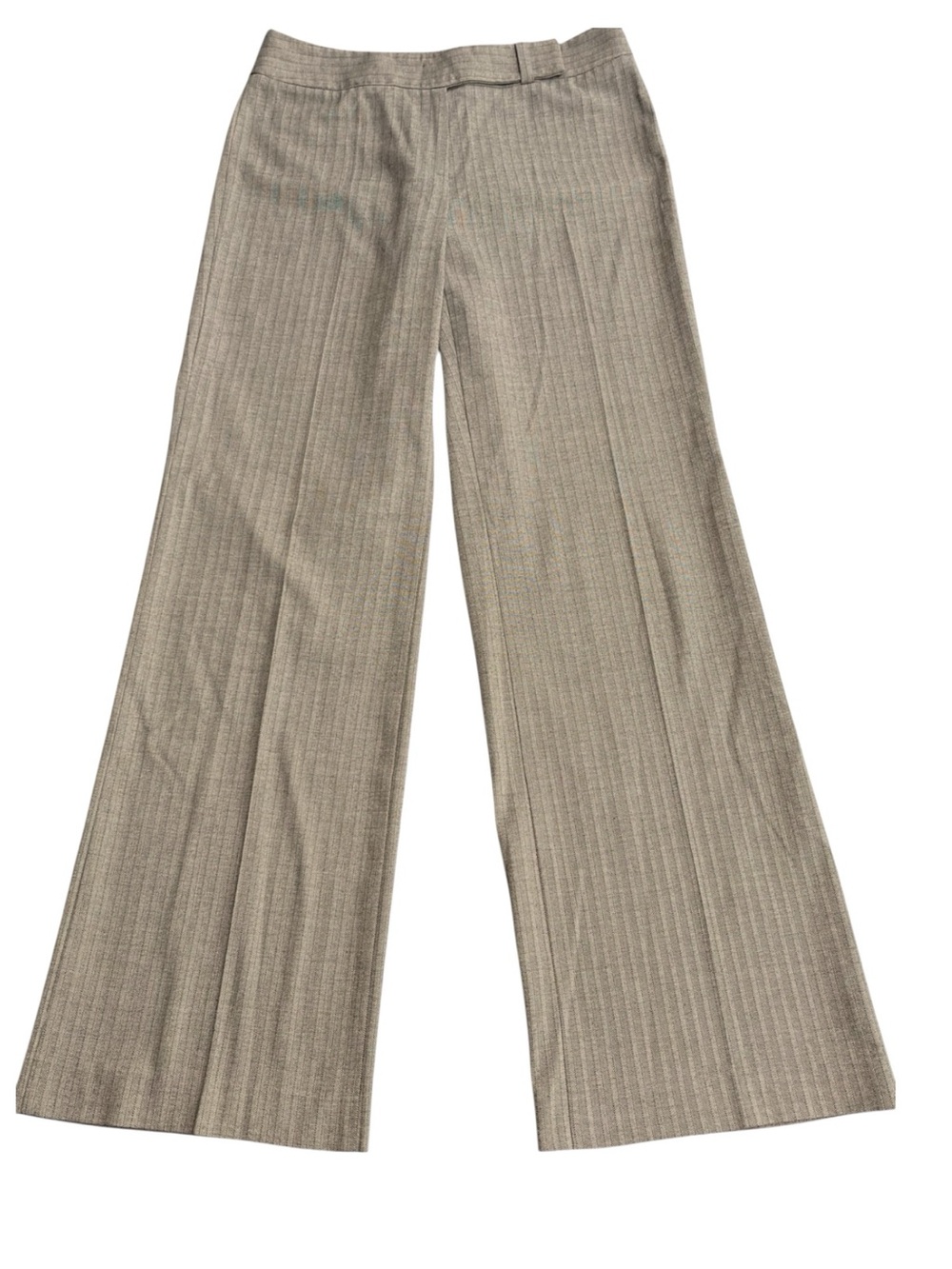 Talbots Taupe Chevron Pinstripe Effect Lightweight Stretch Wide Leg Pants (6)